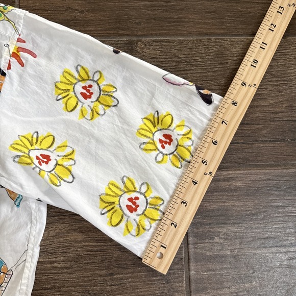 Tsumori Chisato Men M Camp Shirt Floral Butterfly Snail Print Short Sleeve White - Picture 6 of 9